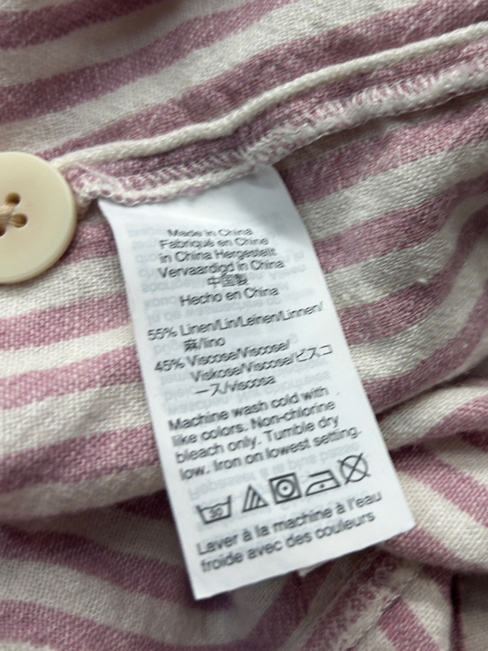 Madewell Purple White Striped Stripe-Play Button-Back Dress Linen Blend - Picture 8 of 10